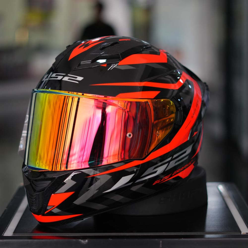 CASCO LS2 INTEGRAL FF806 FUSION AERE BLACK RED GLOW VISOR TR.TI-REVO RED vista 1
