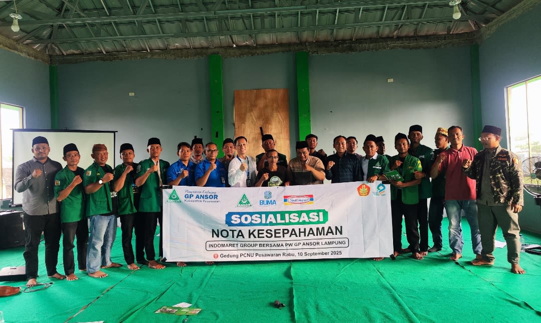 Menuju Kemandirian Ekonomi GP Ansor Pesawaran Gelar Sosialisasi Kerjasama Dengan Indo Grosir