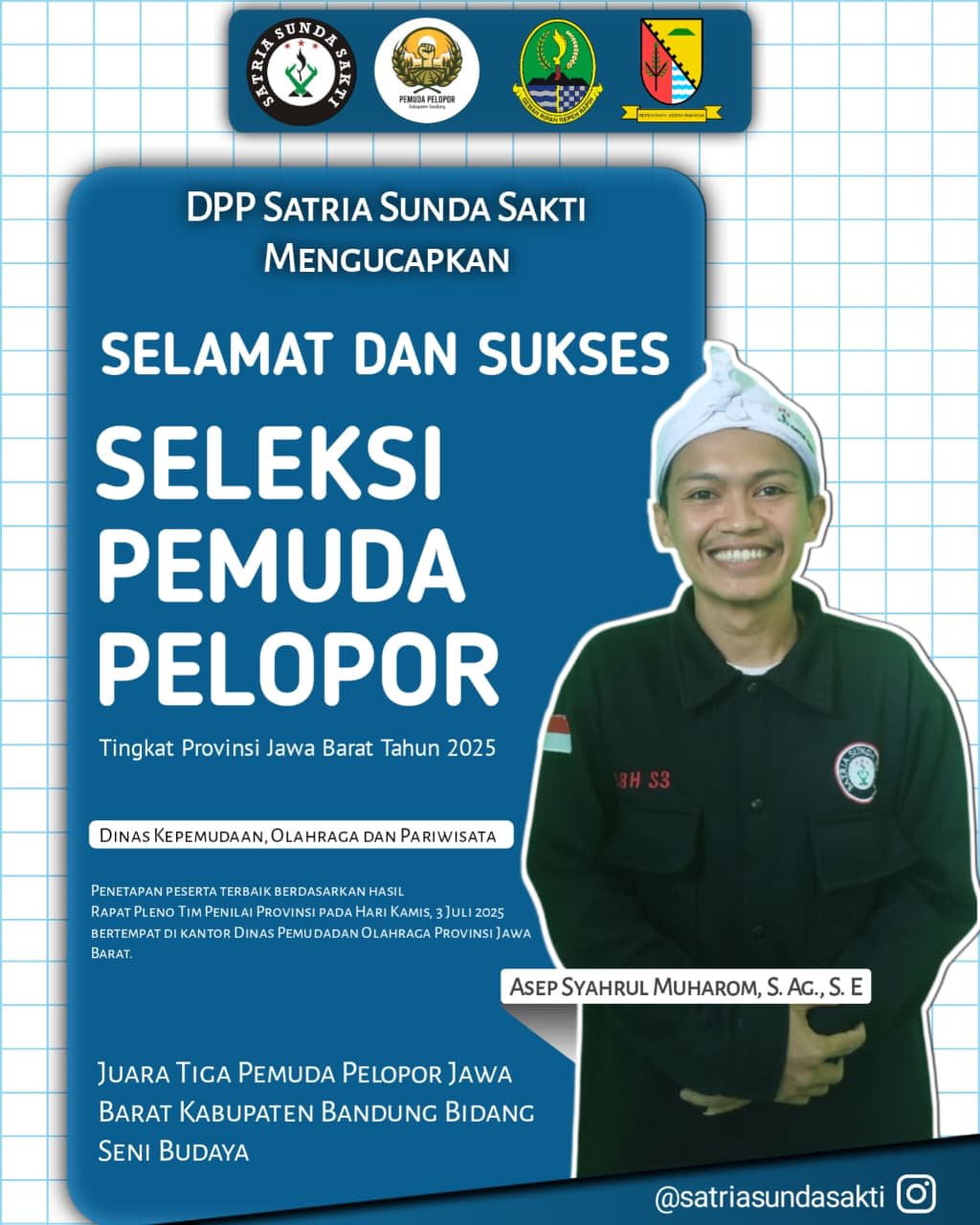 Kang ASEP Dikukuhkan Sebagai Pemuda Pelopor Jawa Barat : Perkuat Identitas Sunda di Jabar