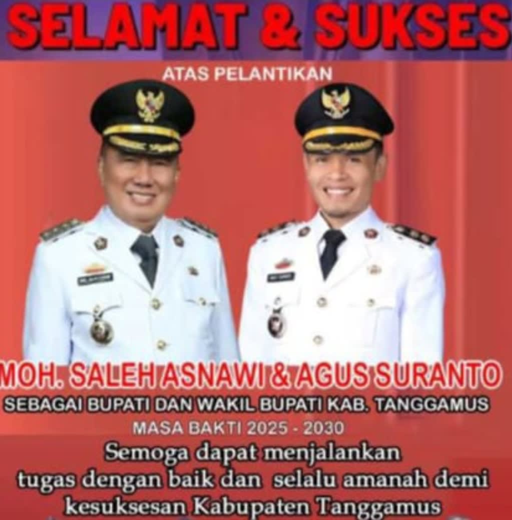 Pekon tanjungan Mengucapkan Selamat Dilantiknya Drs. MOH. Saleh Asnawi. MA.MH. dan Agus Suranto