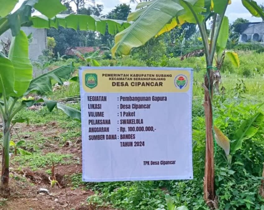 Asal Jadi Pembangunan Gapura Selamat Datang Desa Cipancar Kecamatan Serang Panjang Kabupaten Subang