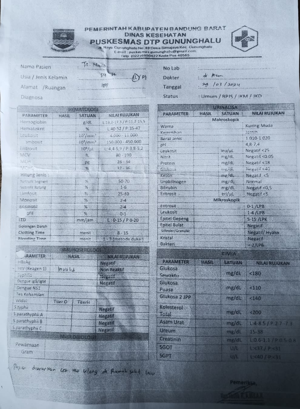 Buntut Panjang Salah Diagnosis, Pasien An. Nana Reaktif B20, Dina Bakal Menyeret Dr. Azmi dan Dr. Edi Ka Puskesmas Gunhal ke Ranah Hukum