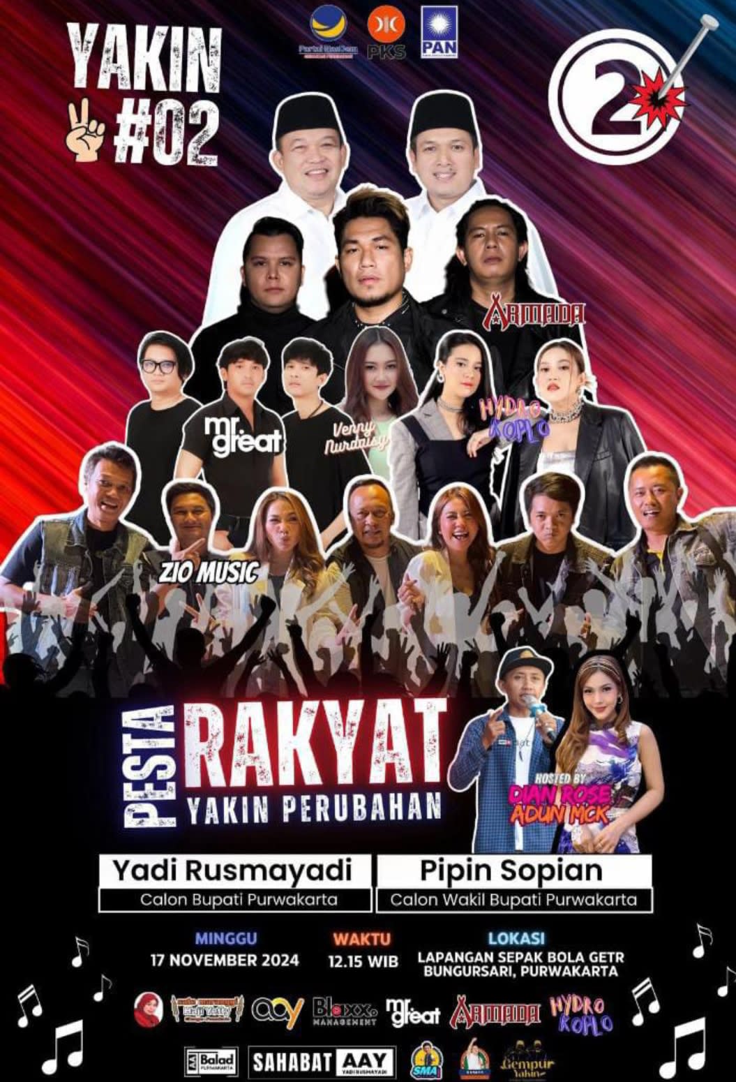Kampanye Akbar Cabup Purwakarta No Urut 02 Yadi Rusmayadi & Pipin Sopian