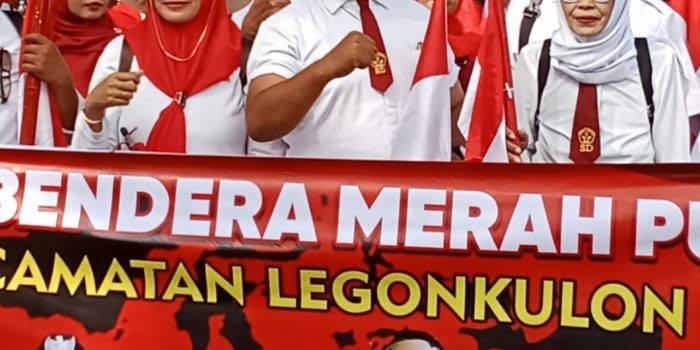 Buktikan Solidaritas Nasionalisme Camat Legon Kulon Pimpin 7 Desa Binaan ikuti Kirab Bendera Merah Putih menyambut HUT RI ke 79