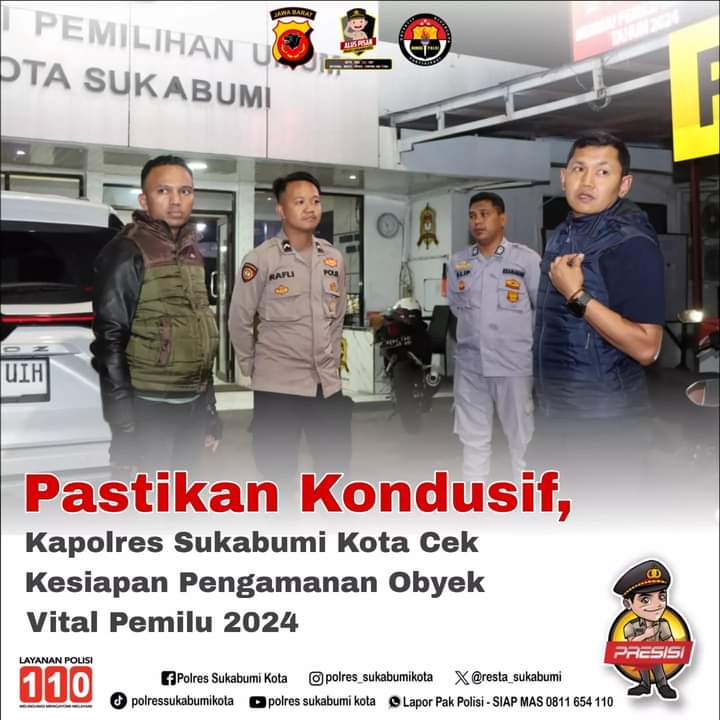 Polres Sukabumi Kota Siagakan Sejumlah Personel Untuk Pengamanan di Beberapa Obyek Vital Menjelang  Pemilu 2024
