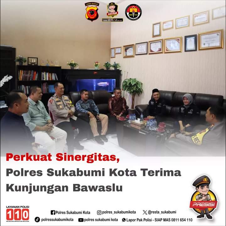 Kunjungan Komisioner Bawaslu Kota Sukabumi Ke Mapolres Sukabumi Kota, Pengamanan Pengawasan Jelang Pilpres 2024