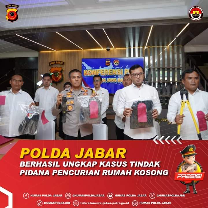 Konferensi Pers Polda Jabar Kasus Pengungkapan Tindakan Pidana Pencurian Rumah Kosong Di Sukabumi Purwakarta