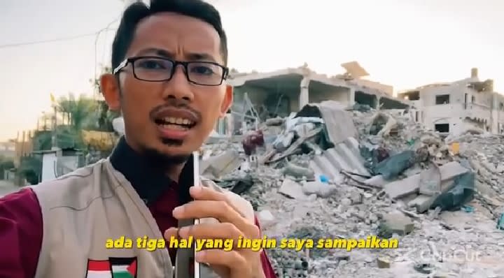 PESAN DARI RELAWAN MER C DARI GAZA UNTUK PARA AKSI BELA PALESTINA DI MONAS JAKARTA HARI INI