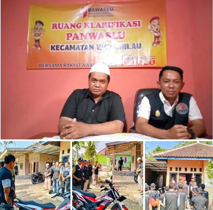 Panwascam Way Khilau Laksanakan Patroli Keliling Desa Tertibkan APS Jelang Pemilu 2024