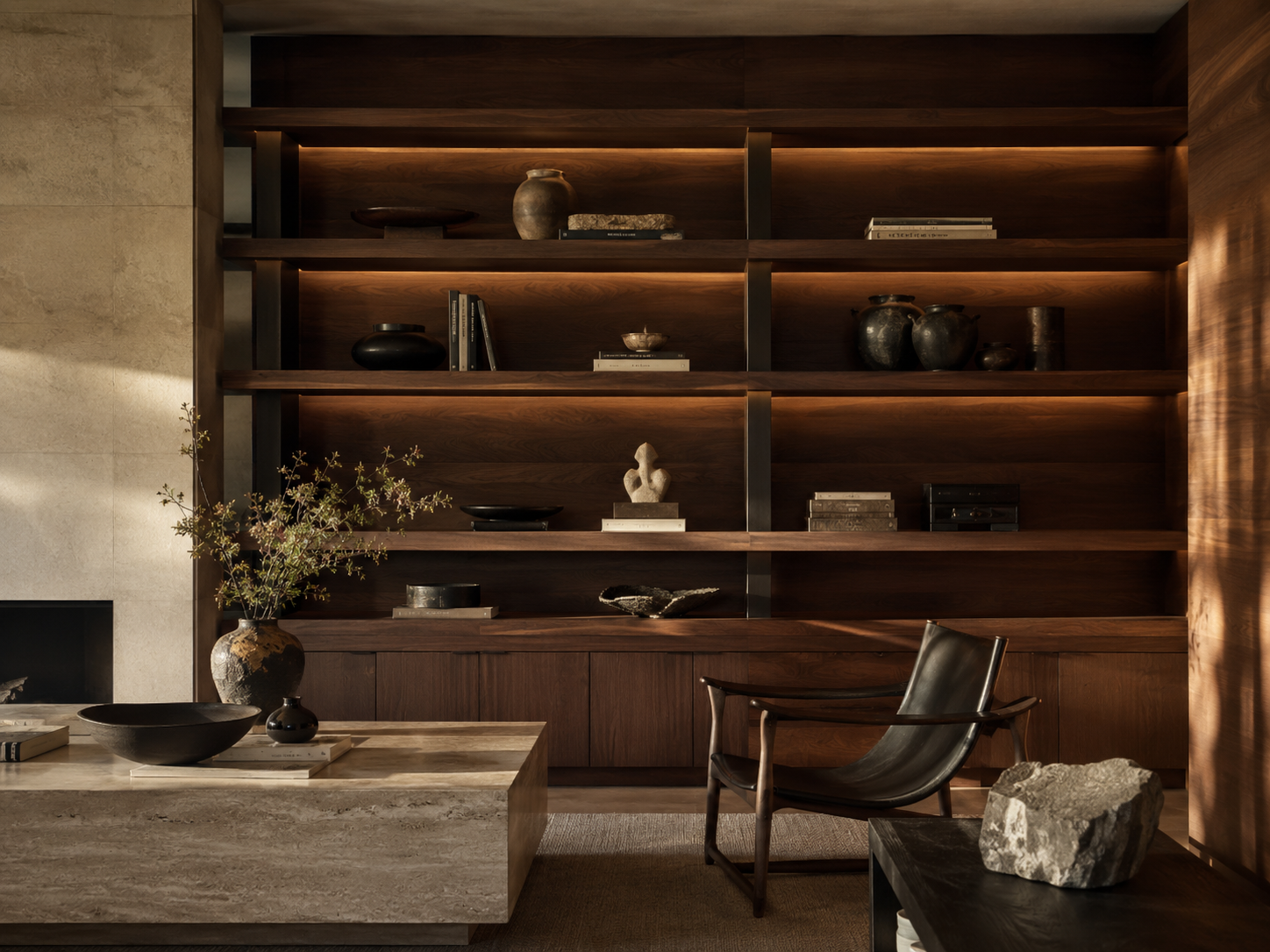 Built-in Shelving in Luxury Living Room