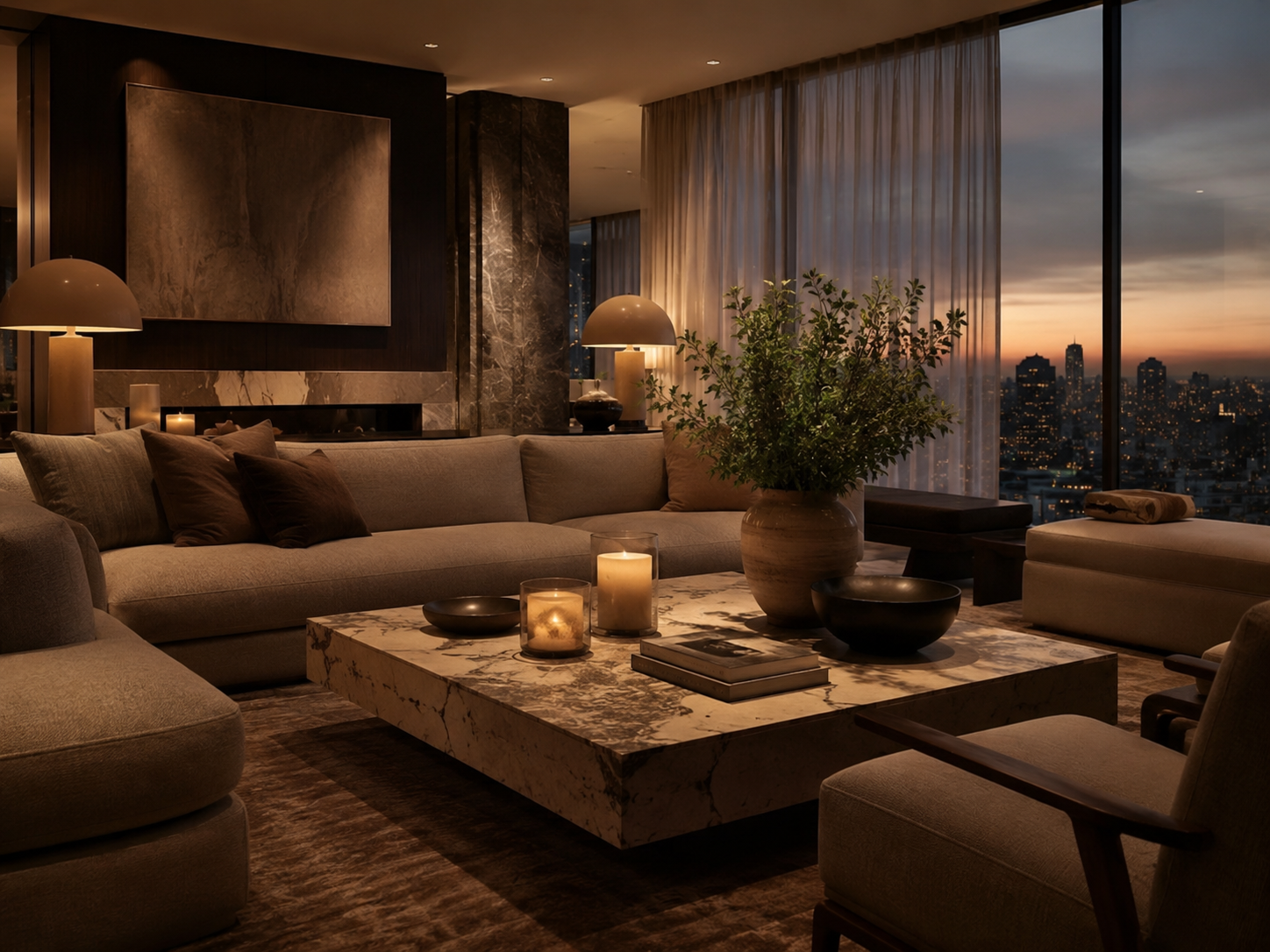Evening Luxury Living Room Ambiance