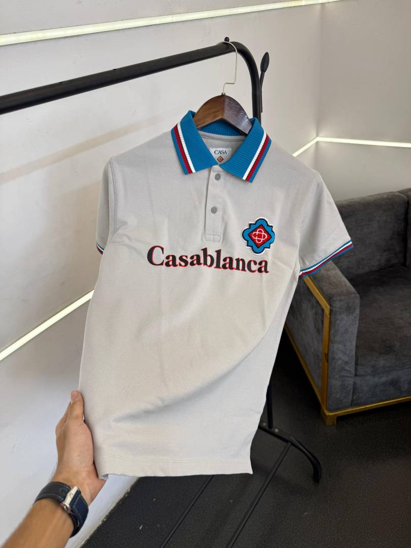 Casablanca imported box pack polo Tshirt grey alternate view
