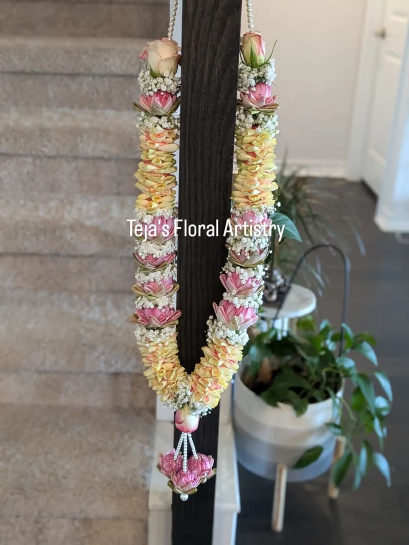 Pink Lotus & Yellow Rose Petal Garland