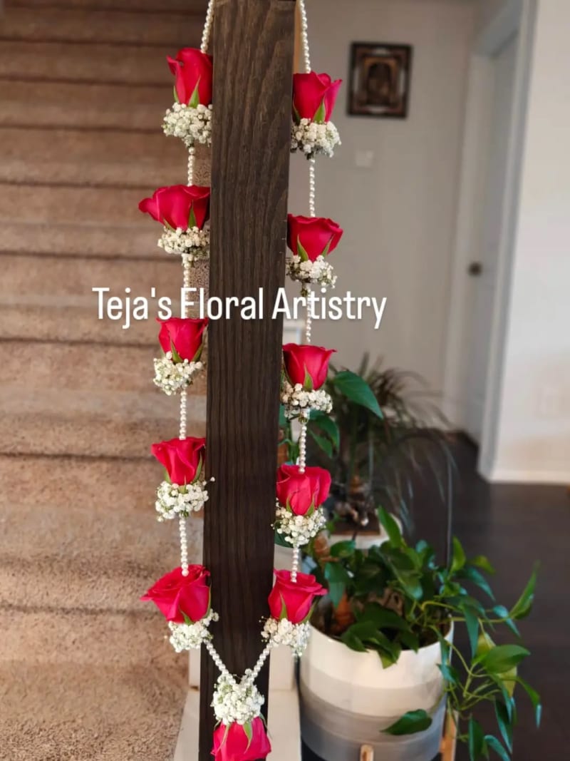 Red Rose & Baby's Breath Wedding Garland