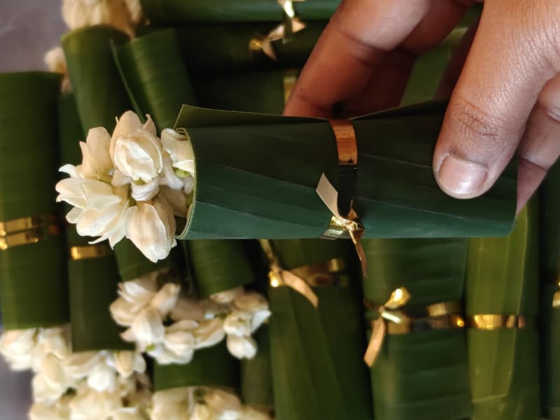 Jasmine Strands in Banana Leaf