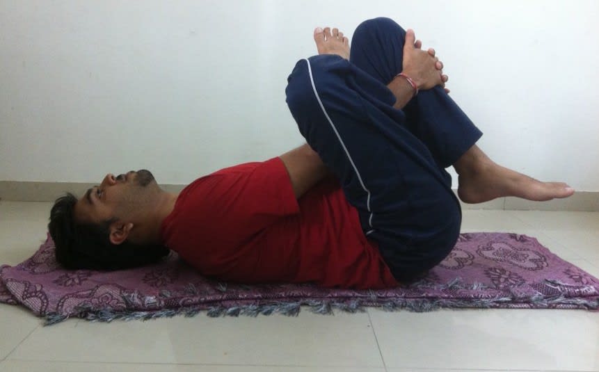 reclining half ankle to knee pose reclining half ankle to knee pose
