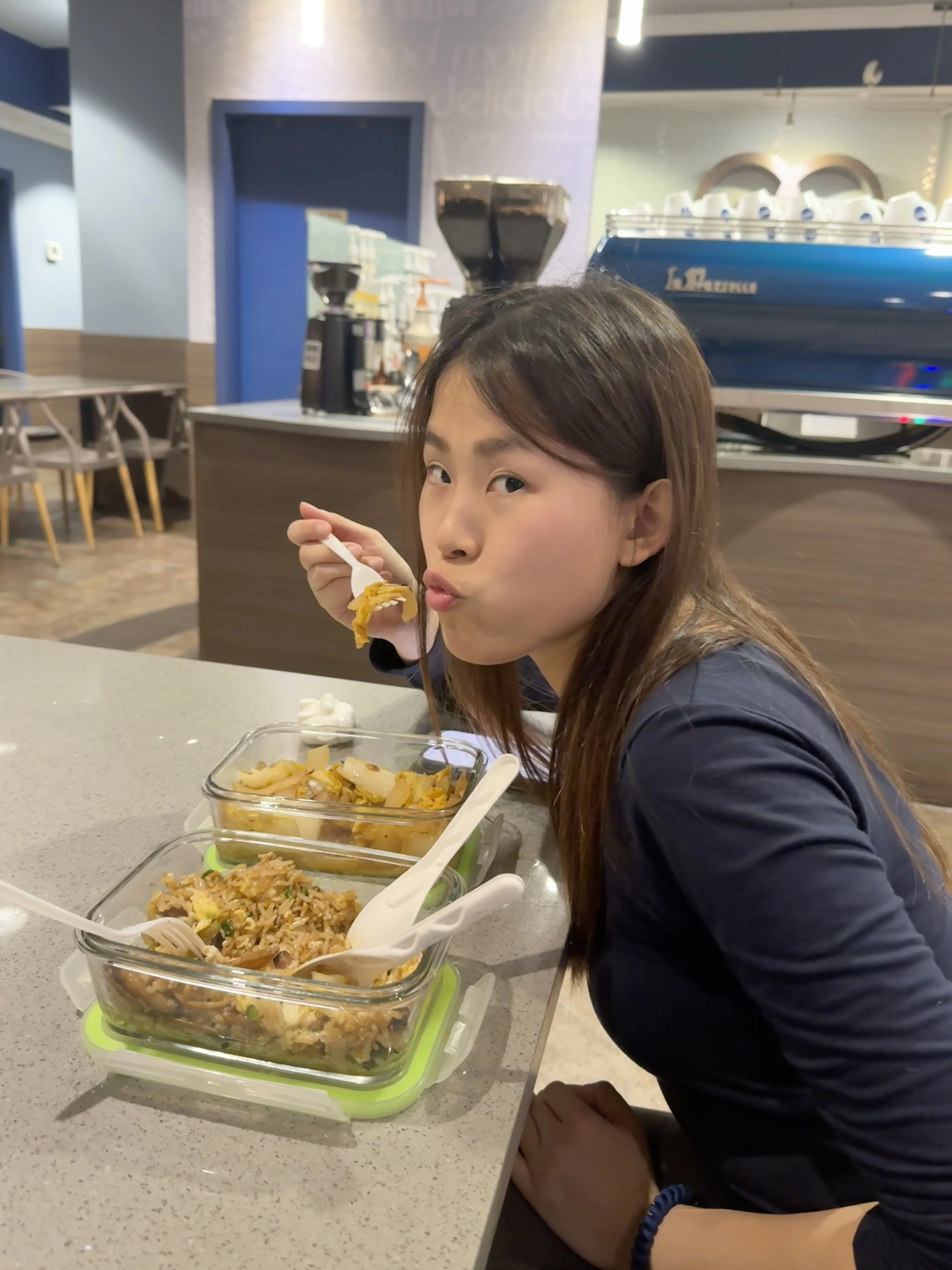Natalie enjoying the food