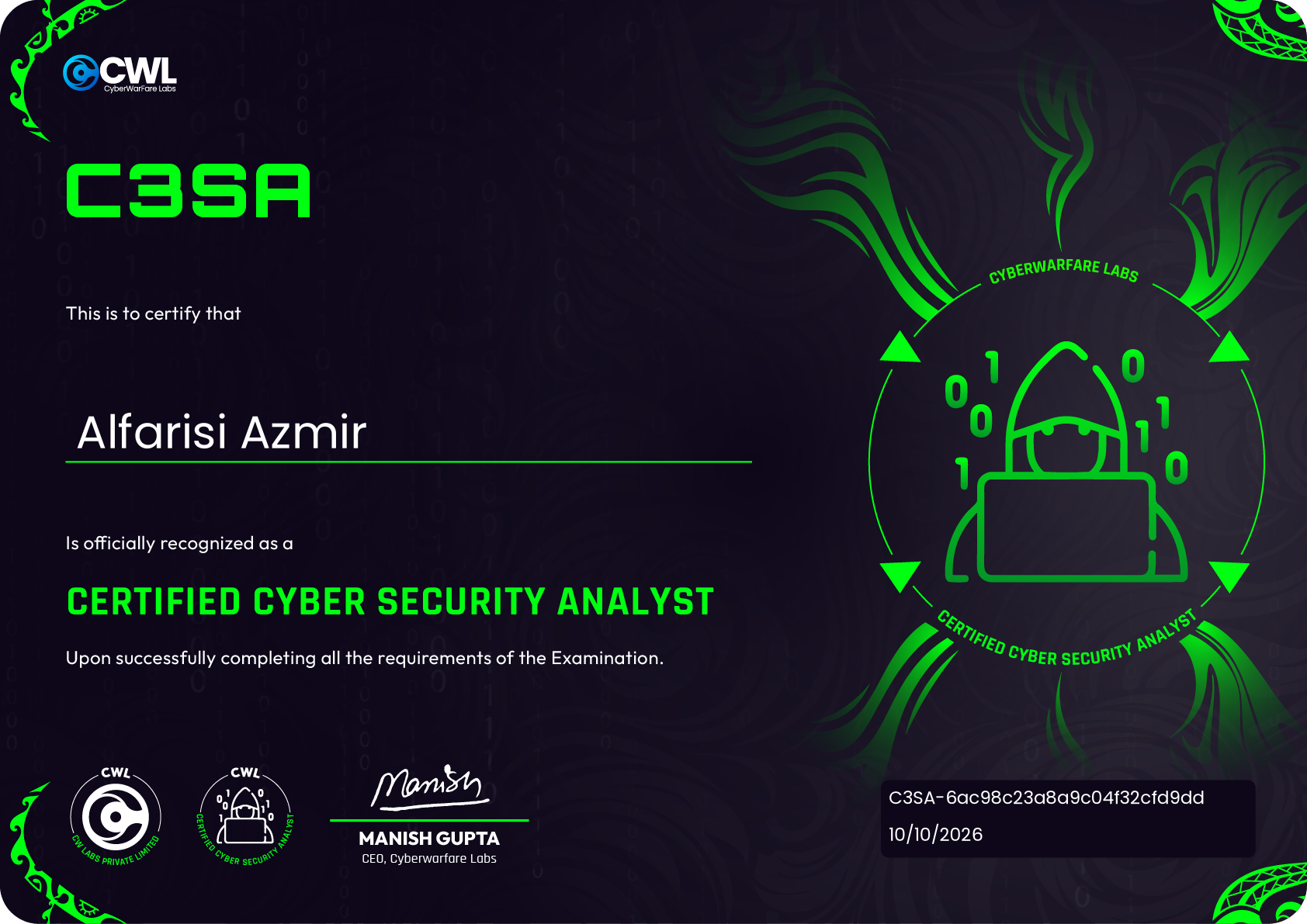 Certified Cyber Security Analyst (C3SA) - Alfarisi Azmir - Dokumentasi oleh Alfarisi Azmir