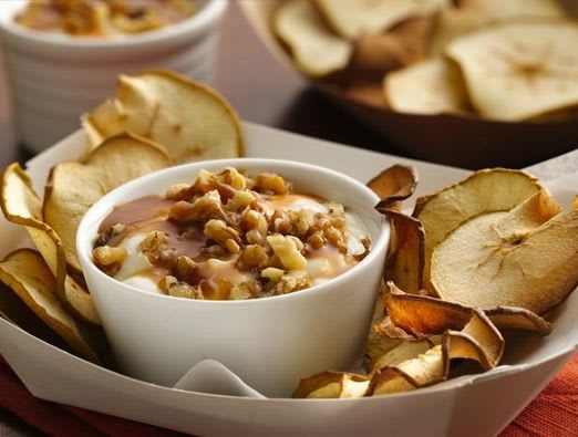 Apple Chips with Salted Caramel Yogurt Dip