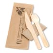 Wooden fork, knife and napkin set