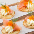 Smoked salmon blini