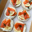 Mini open smoked salmon bagel