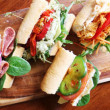 Assorted gourmet baguette rolls