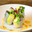 Chicken satay rice paper rolls