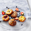 Mini European Pastries With Freshly Cut Strawberries