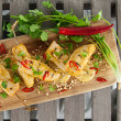 Satay chicken skewer
