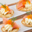 Smoked salmon blini