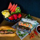 Banh mi, rice paper rolls & fruit platter