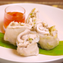 Poached chicken & coconut rice paper rolls