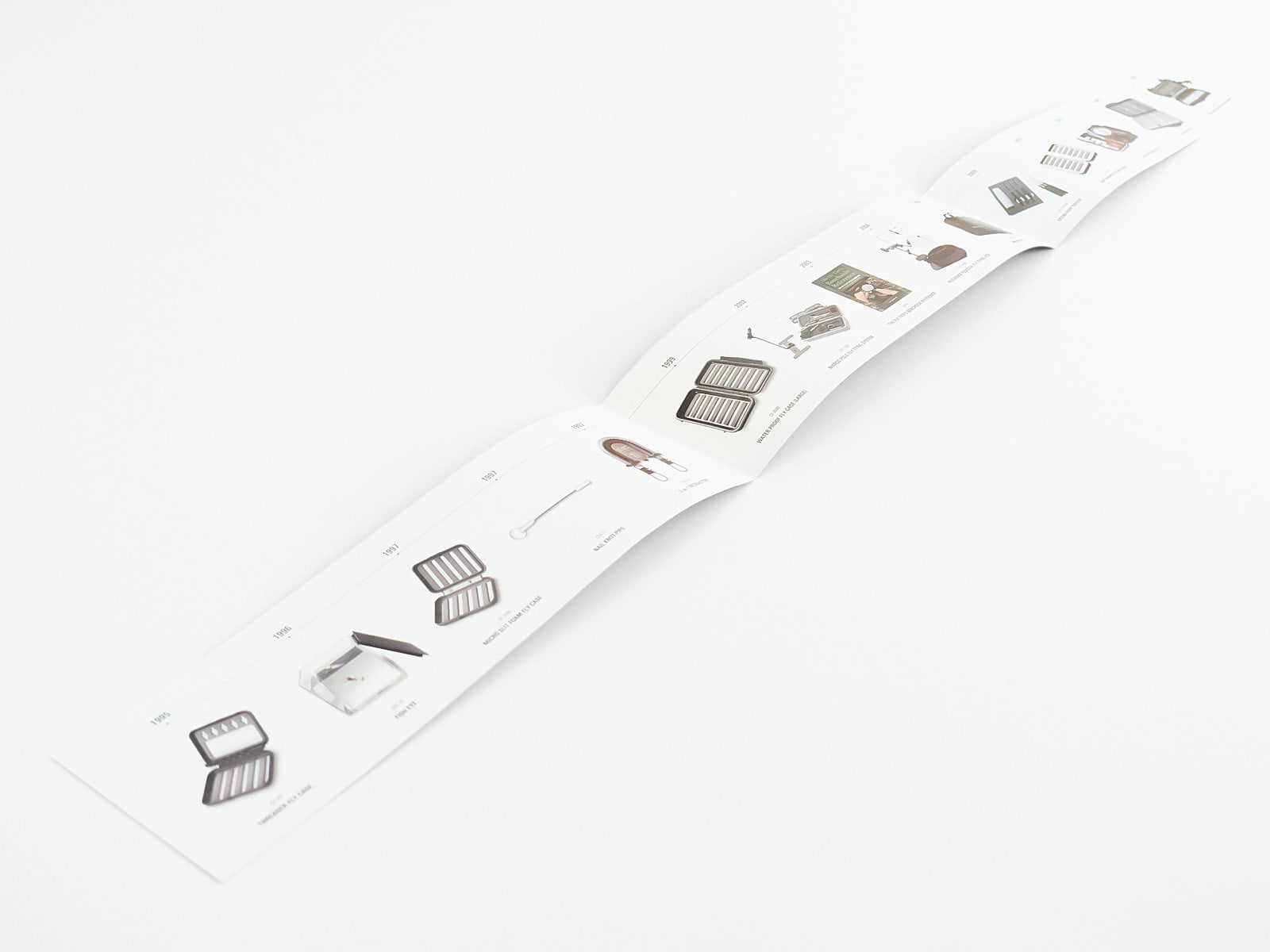 細長い巻き三つ折りパンフレット