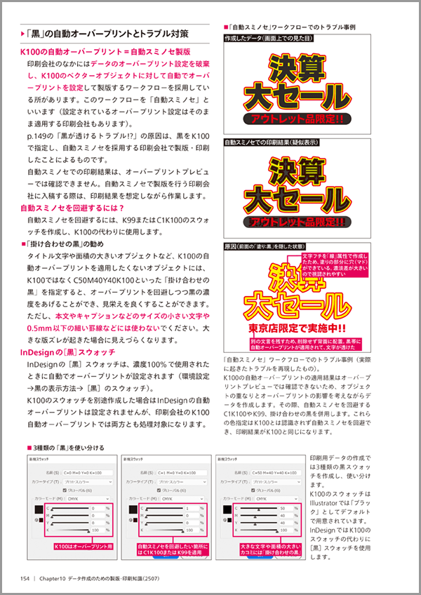 「黒」の自動オーバープリントとトラブル対策