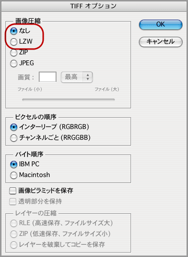 TIFFオプション