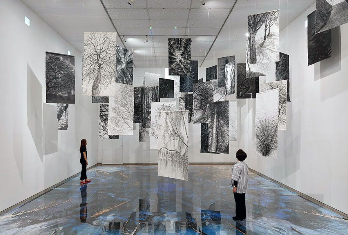 Visitors experiencing Chorus of Trees at the Whanki Museum in Seoul,
South Korea