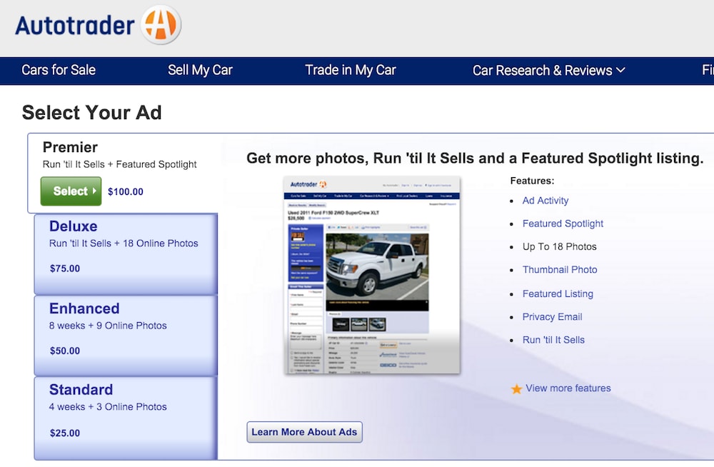 autotrader site car listing