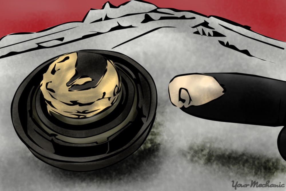 close up of oil filter cap with smudge