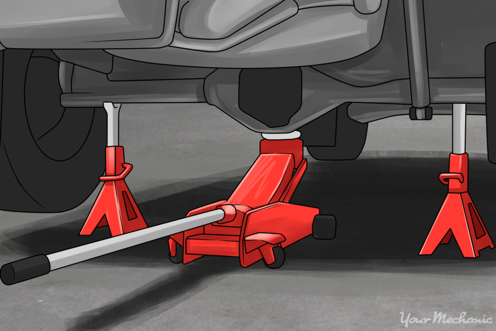 vehicle placed on jack stands