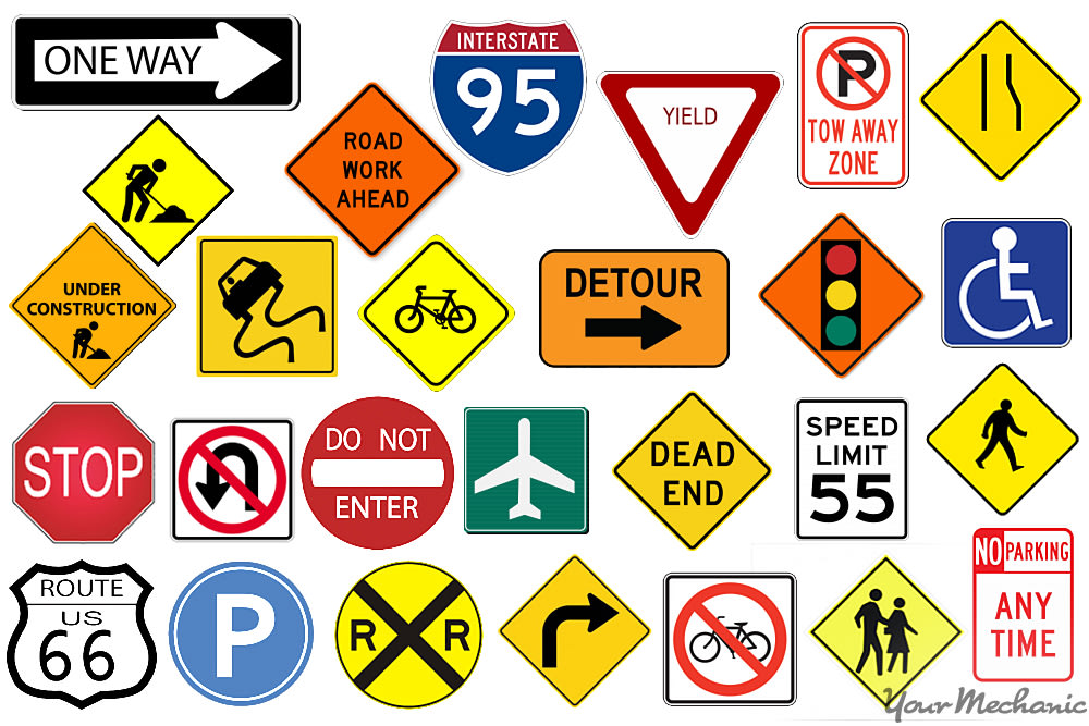 variety of road signs