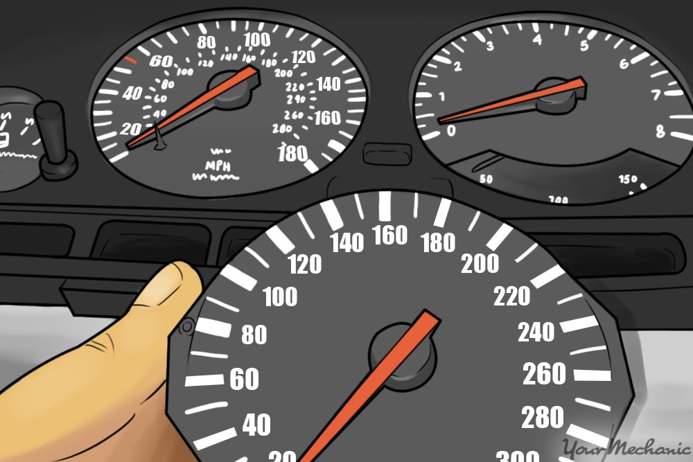 person holding a dash speedometer