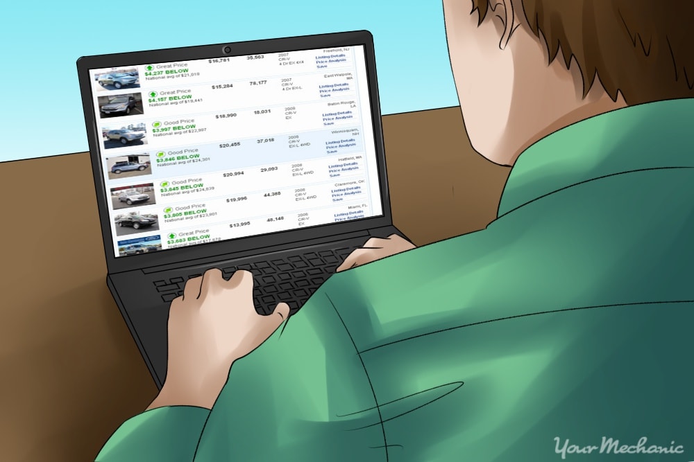 person viewing car listings online