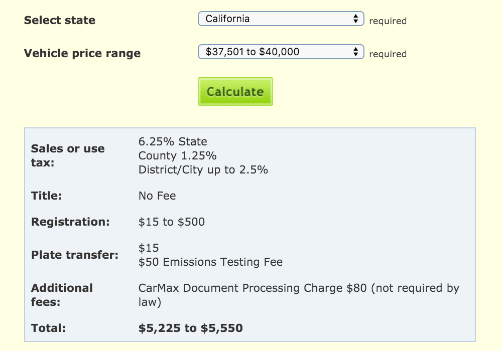 fees calculator