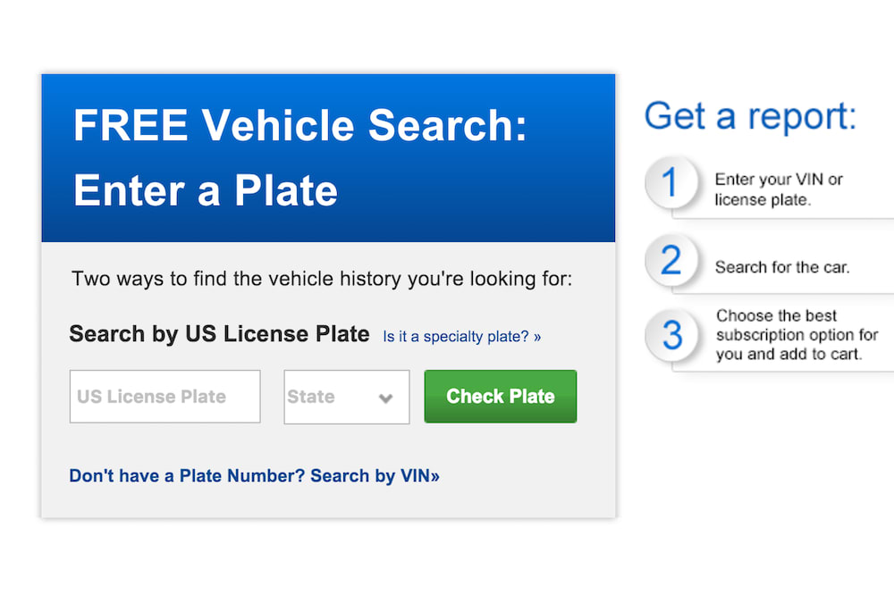 screenshot of autocheck website