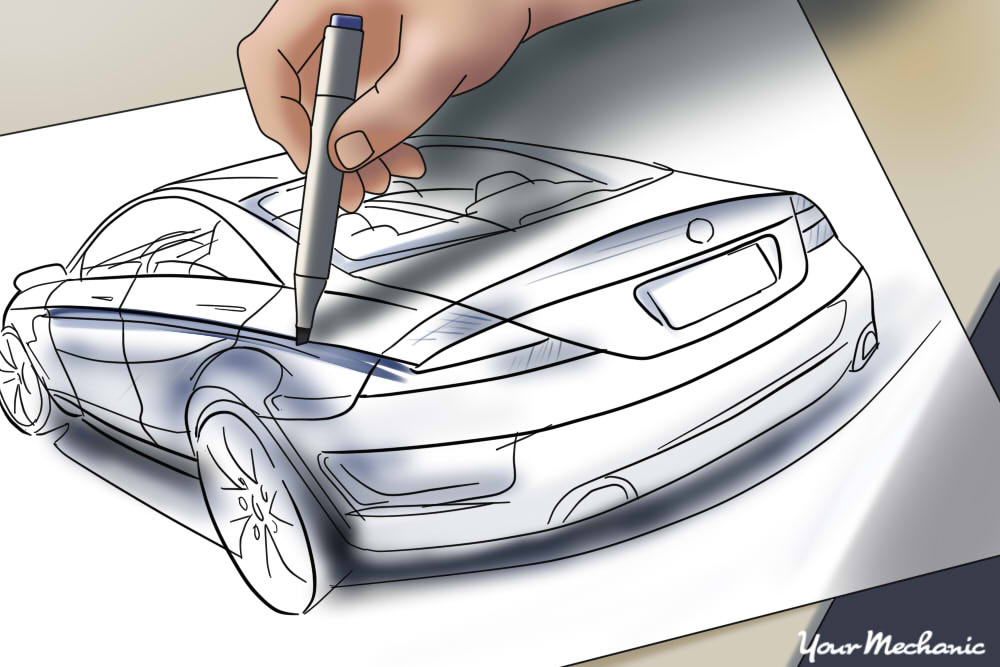 person drawing out car