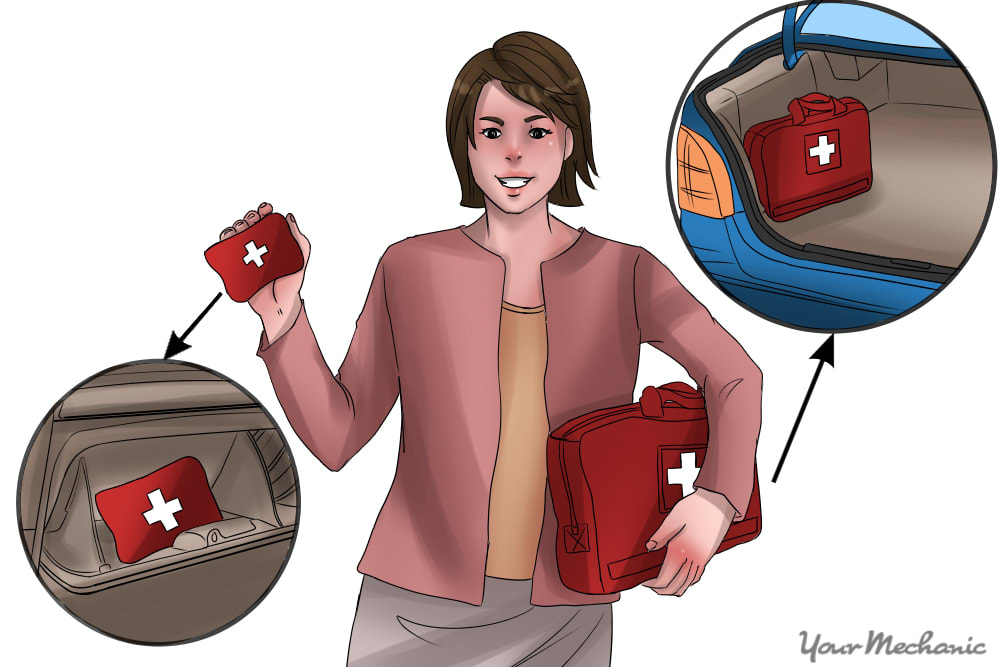 woman holding kit showing spots as to where it would be located