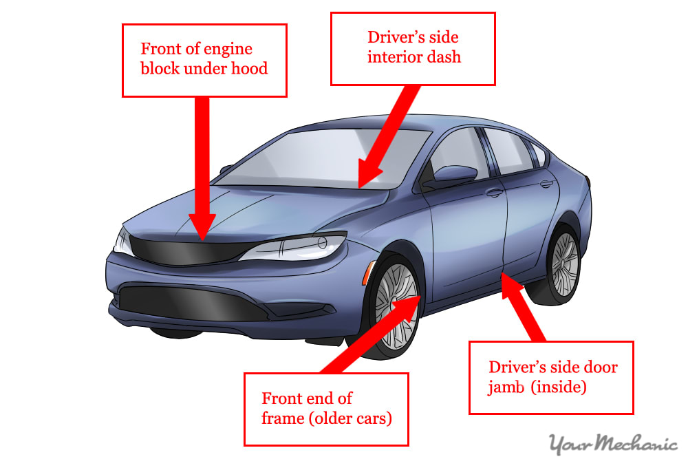 vin number locations on car