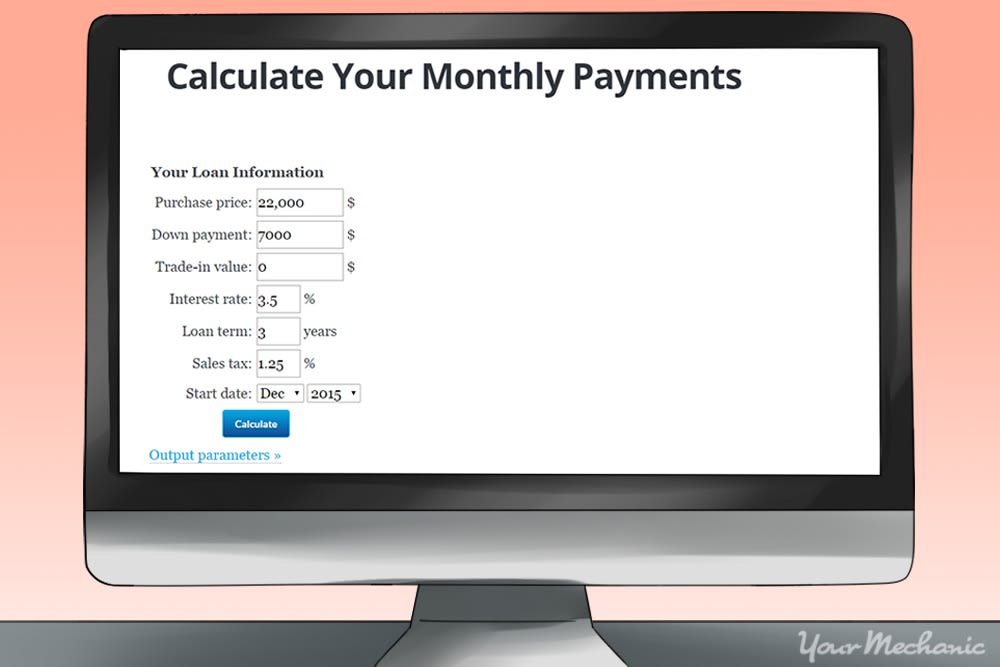 computer showing finance charge monthly calculator