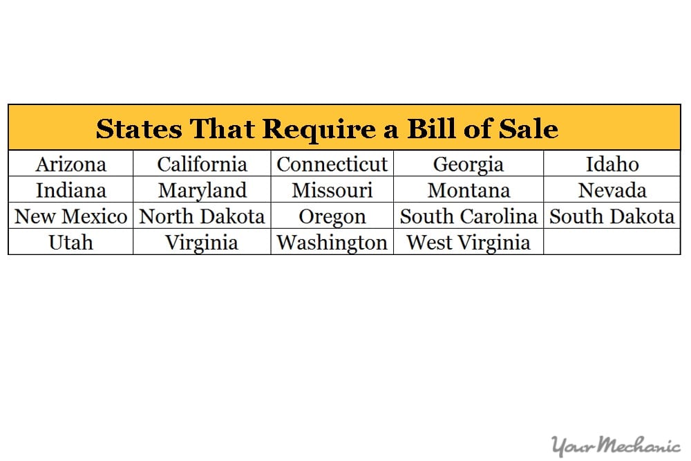 bill of sale chart